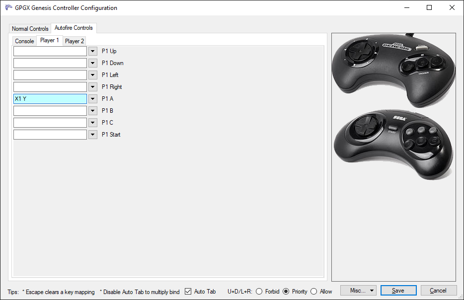 Autofire in BizHawk controller settings