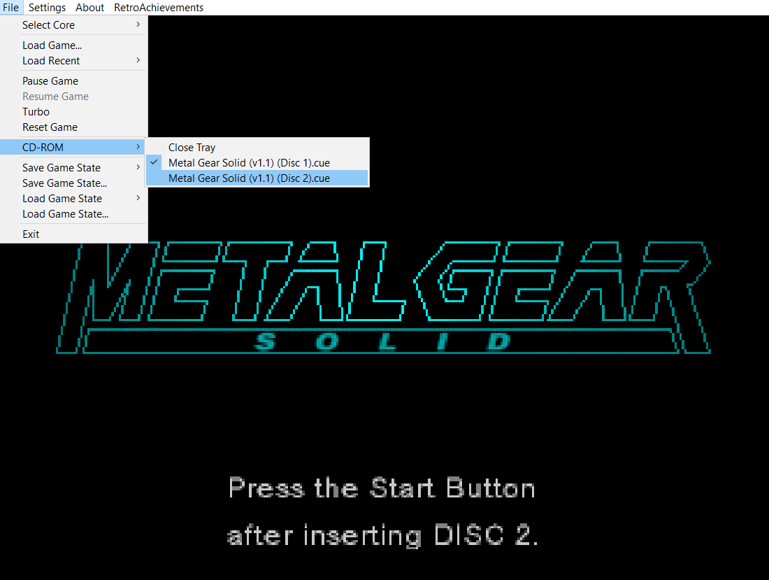 Change to disc 2 in RAlibretro